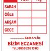 Eczane Etiketi Kırmızı Baskılı