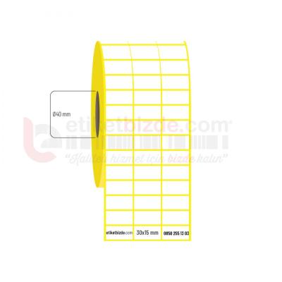 30mm x 15mm 3'lü Ayrık Kuşe Etiket (Sticker)