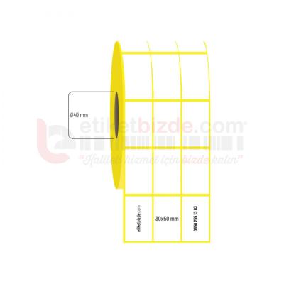 30mm x 50mm 3'lü Ayrık Kuşe Etiket (Sticker)