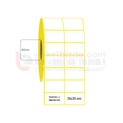 50mm x 30mm 2'li Ayrık Kuşe Etiket (Sticker)