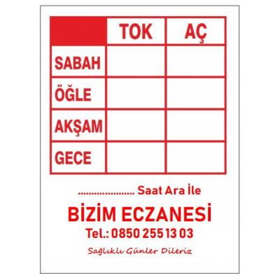 Eczane Etiketi Kırmızı Baskılı