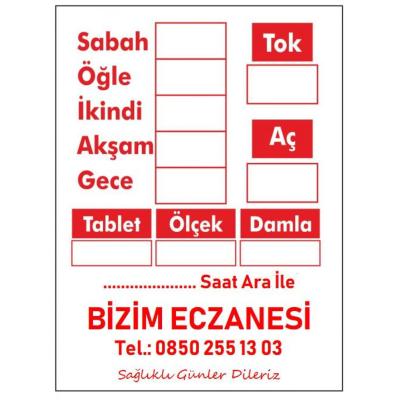 İlaç Etiketi Kırmızı Baskılı