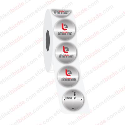 40mm x 40mm Oval Sılver Mat Etiket (Sticker)